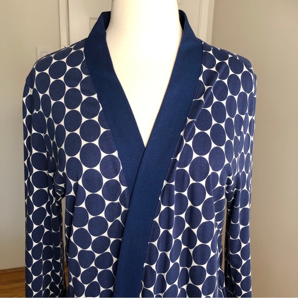 Kate Spade Blue Polka Dot Cotton Tie Front Robe size S - Picture 6 of 15